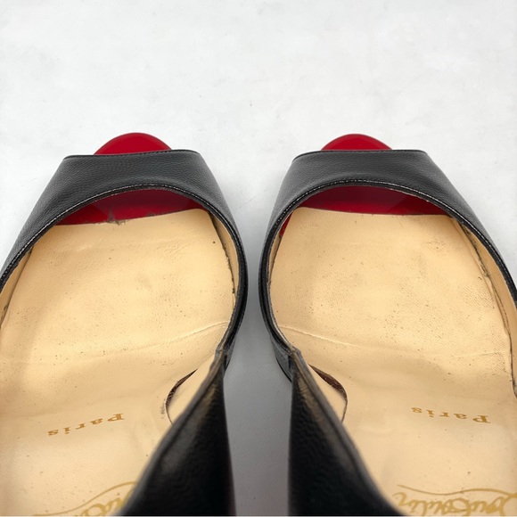 Christian Louboutin Very Prive 120 Platform Leather Pump Heels Black Red 40.5 - Picture 6 of 14